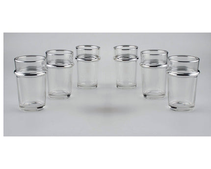 Glazen glazen bekers 175 ml zilveren randen - veel 6