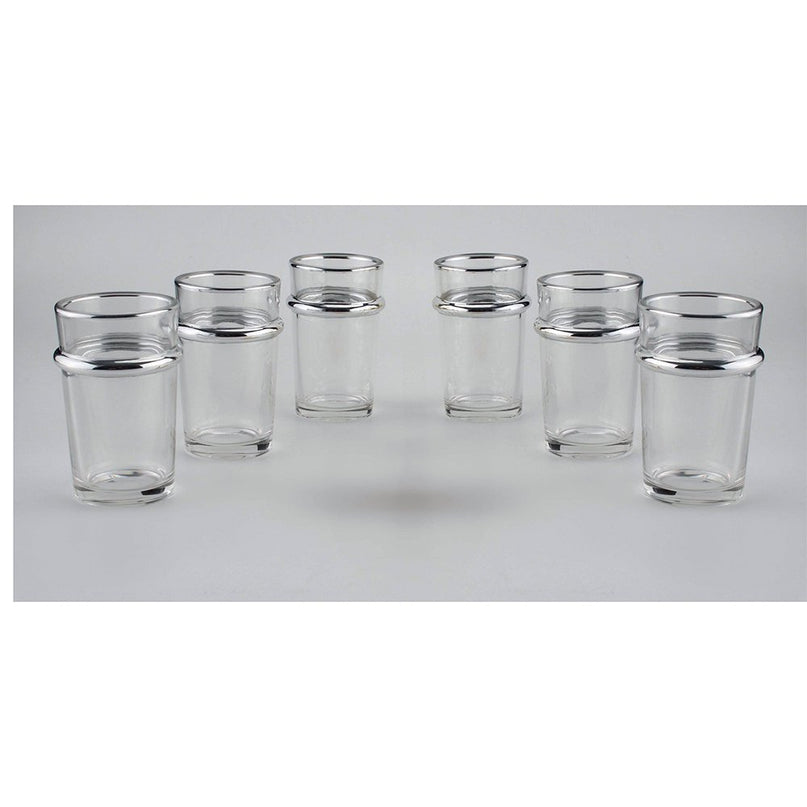Glazen glazen bekers 175 ml zilveren randen - veel 6