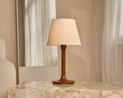 Nova Kastanjebruine Lamp met Houten Voet | Stijlvolle woonkamer- en slaapkamerverlichting
