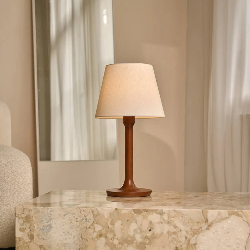 Nova Kastanjebruine Lamp met Houten Voet | Stijlvolle woonkamer- en slaapkamerverlichting