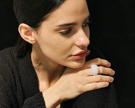 Minimalistische stoere look-ring-Tijgeroogsteen en witte jade