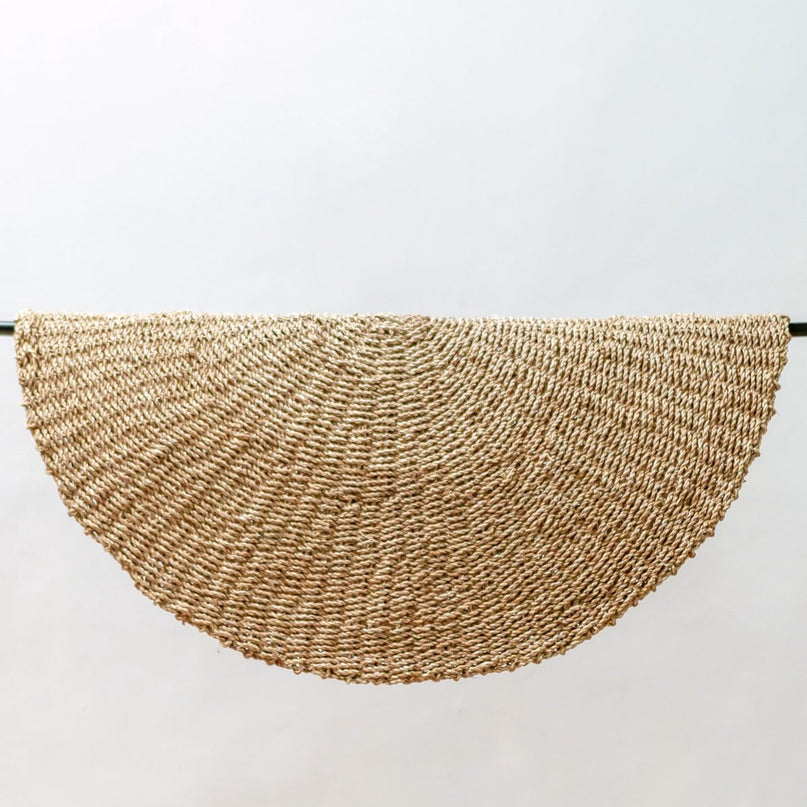 Zeegrasvloerkleed rond 100/120 cm – vloerkleed in bohostijl – rond vloerkleed naturel – handgeweven beige natuurvloerkleed (2 maten) LOKA