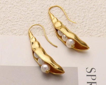 Vintage stijl Pea Pod Design gouden oorbellen