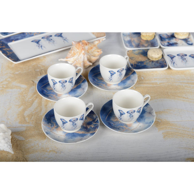 Koffiekopjes met kwallenbekers - veel van 4