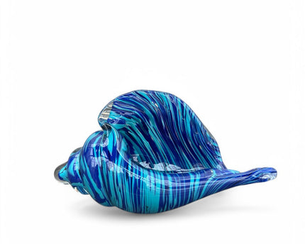 Blauwe glazen schelp
