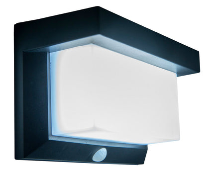 LED Solar Buitenwandlamp met bewegingsdetector, voor buiten, wandlamp - Plastic in zwart, met geïntegreerde LED