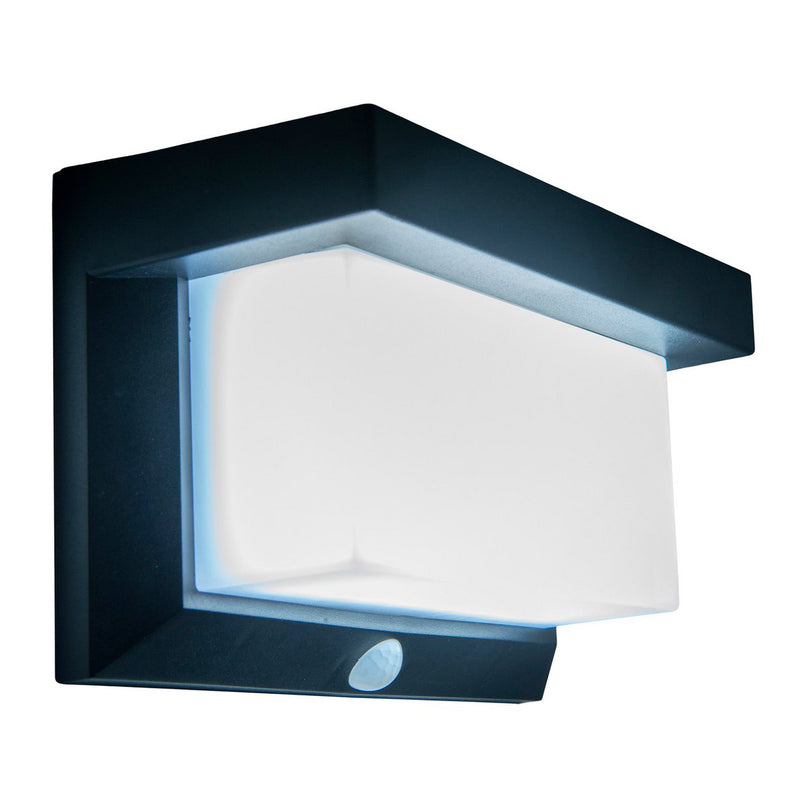 LED Solar Buitenwandlamp met bewegingsdetector, voor buiten, wandlamp - Plastic in zwart, met geïntegreerde LED