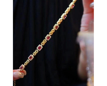 Italiaanse stijl Red Garnet Fancy armband