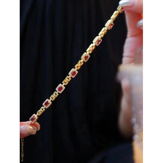 Italiaanse stijl Red Garnet Fancy armband