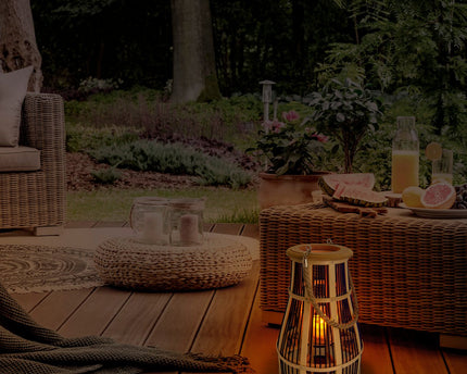 Decollicht "Korbinian" inclusief Solar Led Candle for Garden and Balcony, van Rattan in Nature, Solar Lamp Hoogte 35 cm