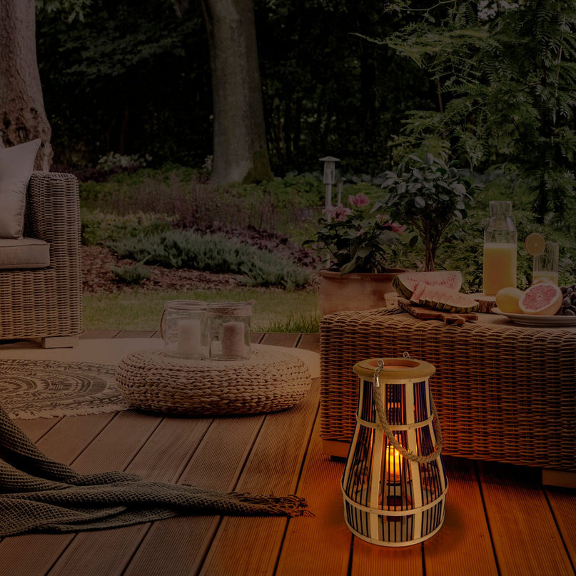 Decollicht "Korbinian" inclusief Solar Led Candle for Garden and Balcony, van Rattan in Nature, Solar Lamp Hoogte 35 cm