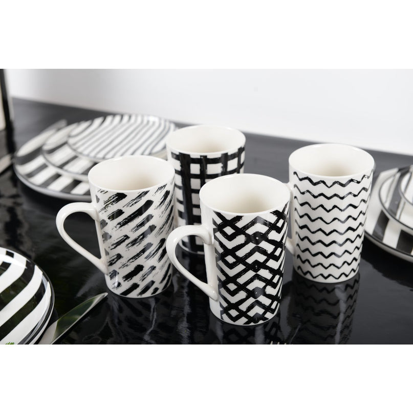 Mokken 450 ml zwart -wit - veel 4