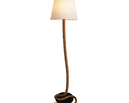 Staande lamp "touw" gemaakt van metaal, plastic, jute en textielmateriaal in de natuur, met E27 -versie, verlichting voor woonkamer, eetkamer of kantoor, 165 cm hoog