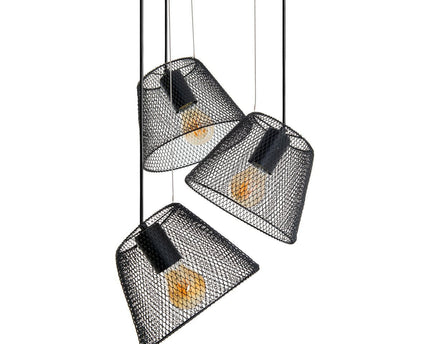 3-zits hanglamp "Korie" hanglamp gemaakt van metaal in zwart, met E27-versies, Ø30cm, voor woonkamer en kantoor.