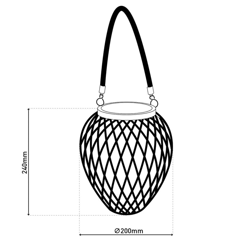 2 Set Basket / Solar Record "Cesto", gemaakt van natuurlijke gekleurde Artstrattan, met schemeringsensor, warm wit, 24 cm hoog, voor de buitenruimte