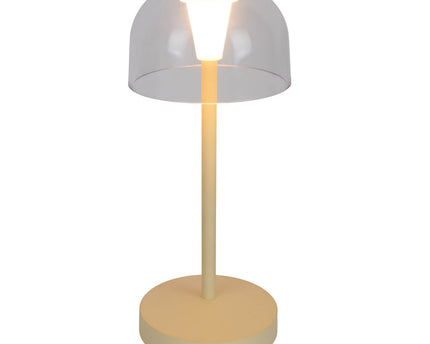2-ex-ingestelde LED-batterijtafellamp "Gomba" voor buiten en binnen, gemaakt van metaal en plastic in geel, 18,5 cm hoog