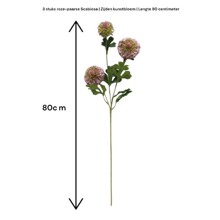 Scabiosa | Zijden kunstbloem | Lengte 80cm2pus paars