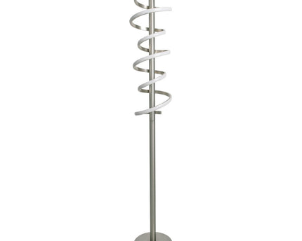 LED staande lamp "Belleza", moderne vloerlamp gemaakt van metaal en plastic in nikkel mat en wit, met stevig ingebouwde LED's, 140 hoog, verlichting voor woonkamer, eetkamer, slaapkamer of kantoor.