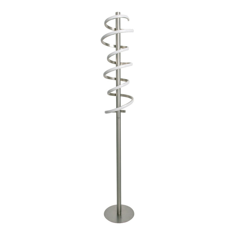 LED staande lamp "Belleza", moderne vloerlamp gemaakt van metaal en plastic in nikkel mat en wit, met stevig ingebouwde LED's, 140 hoog, verlichting voor woonkamer, eetkamer, slaapkamer of kantoor.