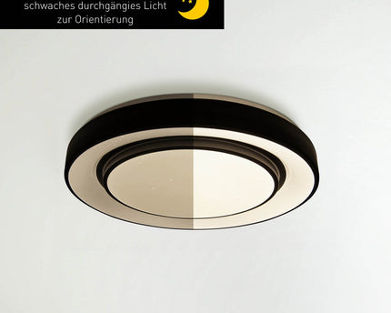 LED -plafondlamp "Monterey" Ø 47,5 cm, vele functies, gemaakt van metaal en plastic in het zwart, met geïntegreerde LED's, verlichting voor woonkamers, gang of kantoor