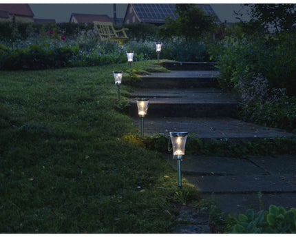 8 Set LED-decoratie Solar Light, voor buiten, gemaakt van metaal en plastic in stalen blanke, geïntegreerde LED