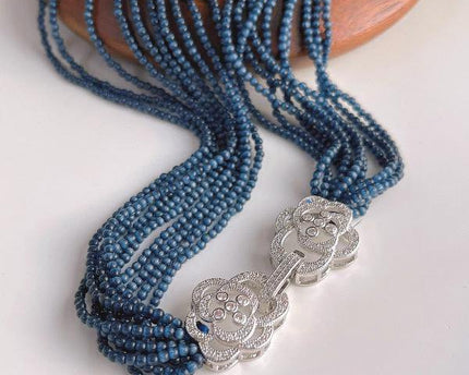 Gevlochten choker met cat's oogstenen kralen - Camille sluiting