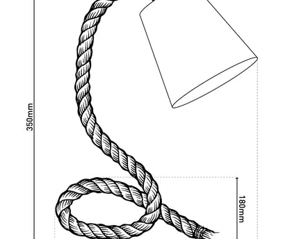 Tafellamp met tekstblazer "touw", tafellamp gemaakt van metaal, plastic, jute en textiel in wit, met E14 -versie, voor woonkamers, gang of kantoor, 35 cm hoog