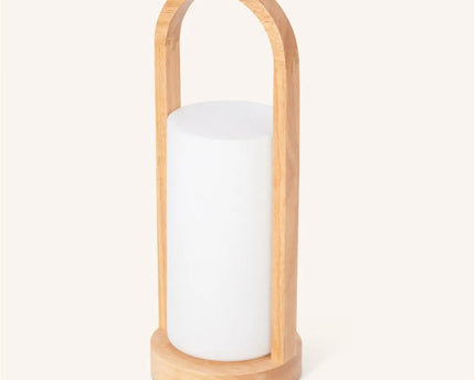 Evie Lichtbruine Oplaadbare Houten Tafellamp – Dimbaar & Snoerloos