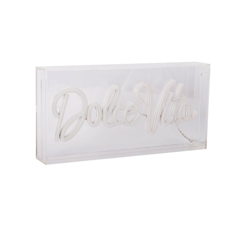 LED-lettertype licht "Dolce Vita" decoratie voor binnen 30 x 15 cm, in blauw en magenta-rood