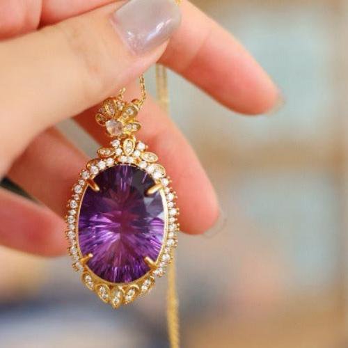 Koninklijke stijl amethist grote hangketting