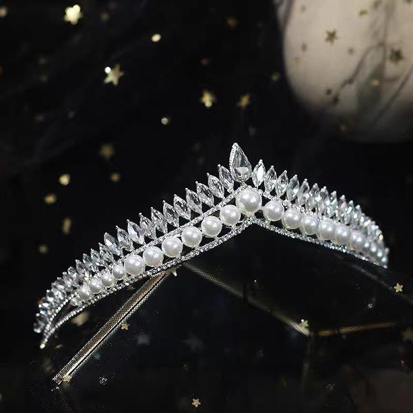 Prinseslook kristallen bruidstiara's met parels