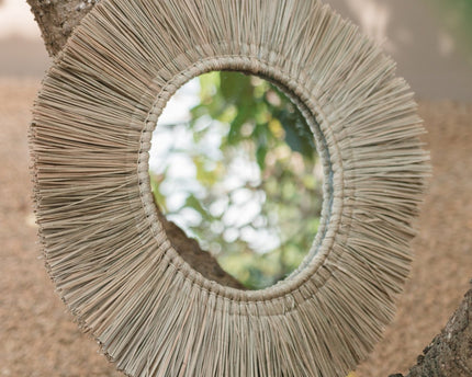 Wandspiegel van Zeegras Rond met 60 cm Diameter RIMBA
