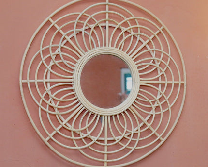Ronde Rotan Spiegel 58 cm | Handgemaakte Boho Wandspiegel PUTUK