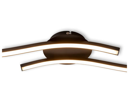 LED-wand/plafondlamp "Onda", plafondlamp gemaakt van metaal en plastic in zwart, met stevig ingebouwde LED's, verlichting voor woonkamer, eetkamer of kantoor 65 cm lang