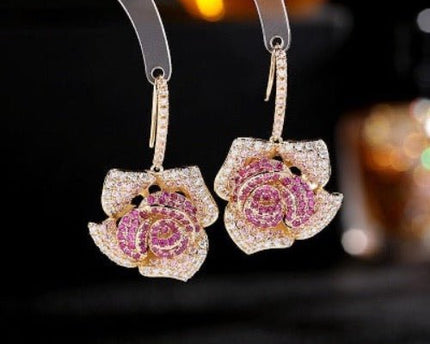 Sprankelende Fancy Camille Flower Drop Oorbellen
