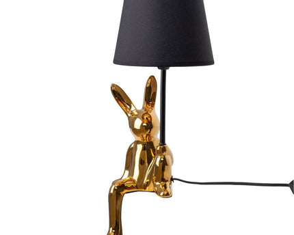 Tafellamp "helge" Ø 18 cm, hoogte ca. 45 cm, gemaakt van keramiek in zwart en gouden, zwarte tekstbladen