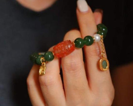 Hetian jade kralen Tibetaanse totemarmband