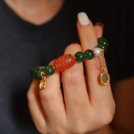 Hetian jade kralen Tibetaanse totemarmband