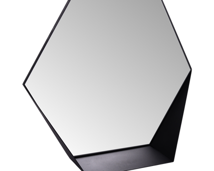 Gorillz Hive Wandspiegel met Plank - Hexagon Spiegel - 60 x 52 cm - Industrieel Zwart