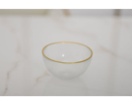 Glazen kom gouden randen 9x9x3cm