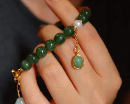 Hetian jade kralen Tibetaanse totemarmband