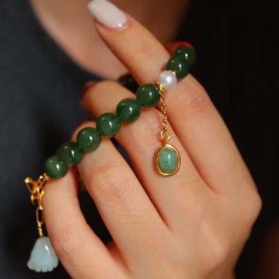 Hetian jade kralen Tibetaanse totemarmband