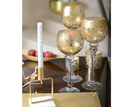 Mat volwassen gouden kandelaar Marble Support H.17 cm