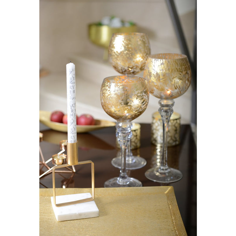 Mat volwassen gouden kandelaar Marble Support H.17 cm