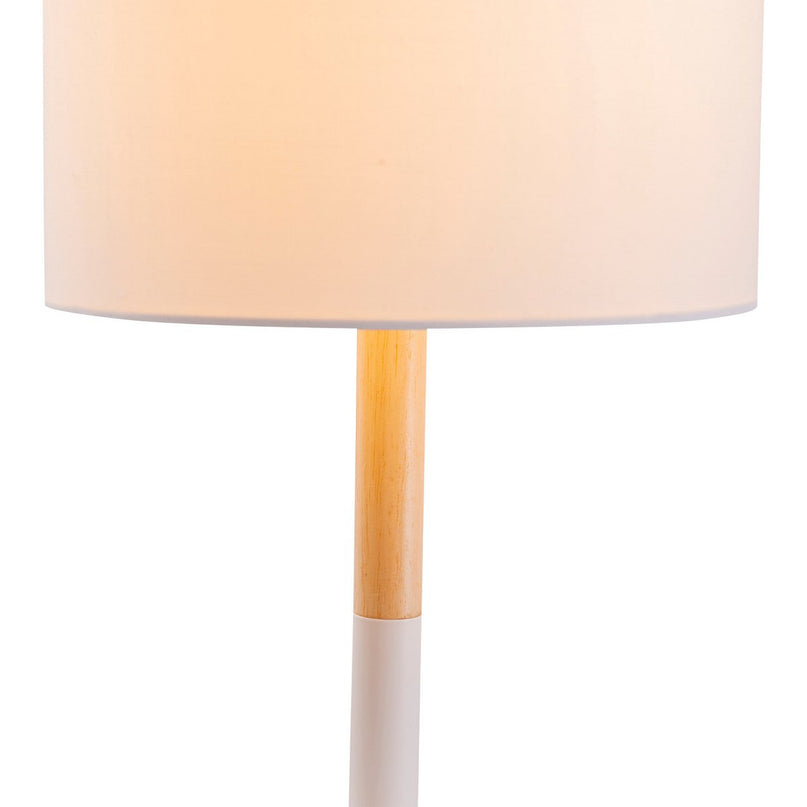 Textieltafel Licht "Tessile", tafellamp gemaakt van metaal, textiel en rubberen boom in wit/natuur, met E14 -aansluiting, voor eetkamer, woonkamer, gang of kantoor, 37 cm hoog