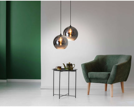 Hanglamp "vaso", kogellampglas, hangende lamp, metaal en rookglas in antraciet, E27 -aansluiting, voor eetkamer, woonkamer, gang of kantoor, met een Øvon 25 cm