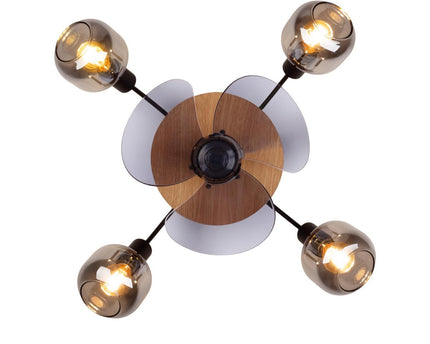 Plafondlamp inclusief ventilator "fumoso", in zwart, bruin en natuur, voor E27, Ø 51 cm