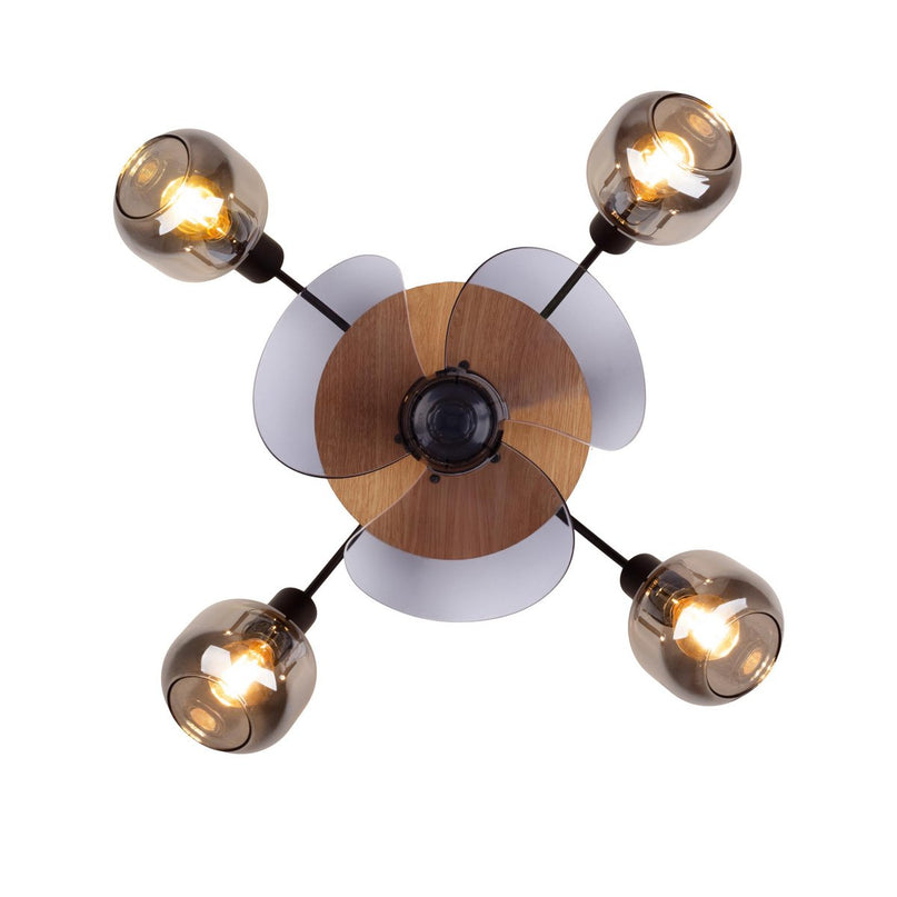 Plafondlamp inclusief ventilator "fumoso", in zwart, bruin en natuur, voor E27, Ø 51 cm