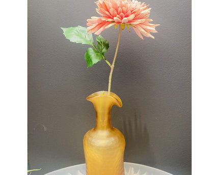vintage amberkleurige glazen vaas klein formaat: H30cm B: 7cm