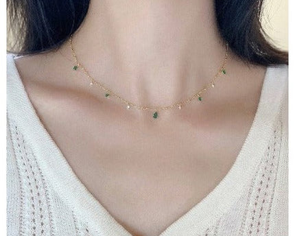 Elegante groene steen slanke ketting